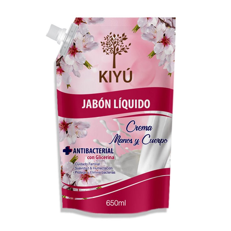 Jabón Líquido Antibacterial Crema Kiyú Doy Pack