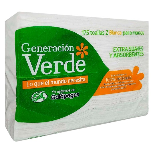 Generacion verde toallas multi funda para manos blanco 175 u