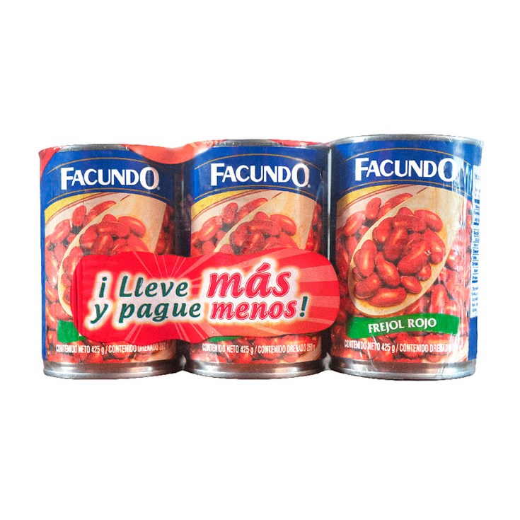 Fréjol Rojo Facundo 425 Gr c/u Pack X 3