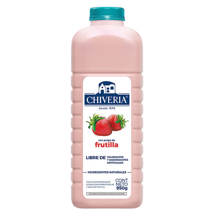 Yogurt Semidescremado Frutilla Chiveria 950 Ml