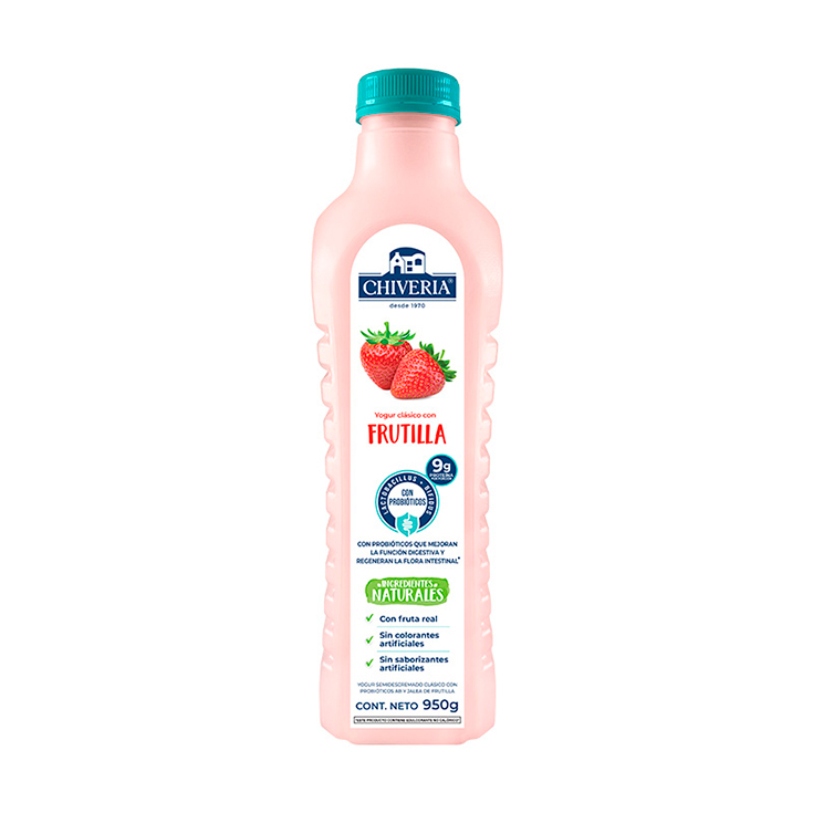 Yogurt Semidescremado Frutilla Chiveria 950 Ml