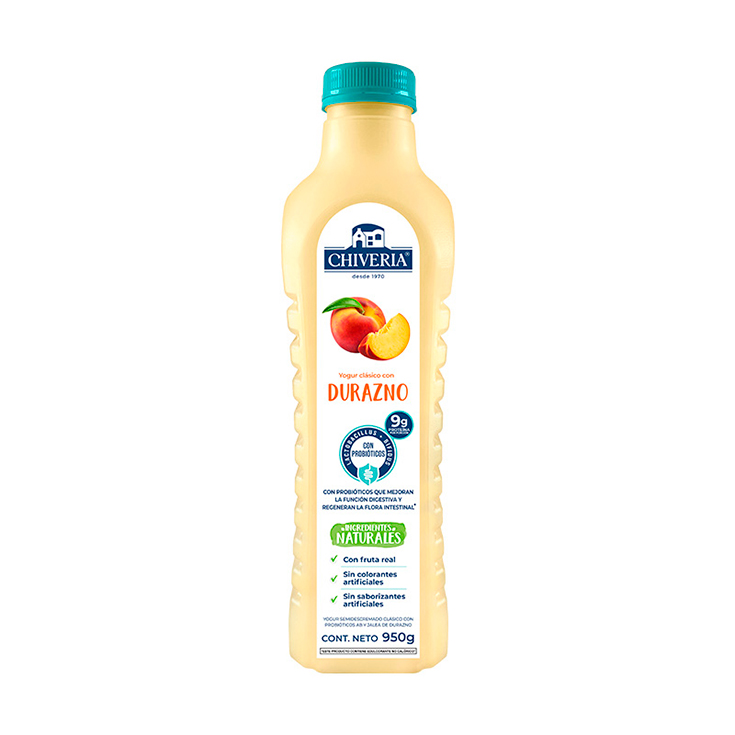 Yogurt Semidescremado Durazno Chiveria 950 Ml