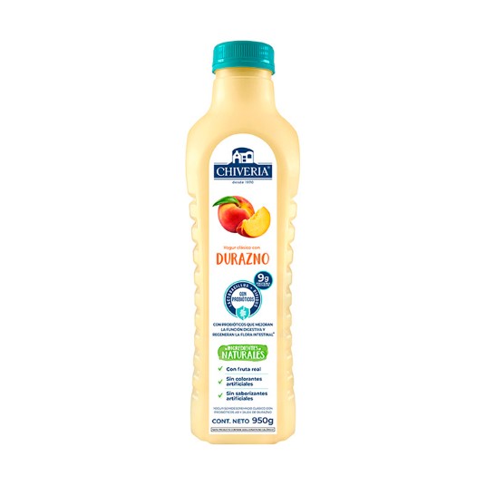 Yogurt Semidescremado Durazno Chiveria 950 Ml