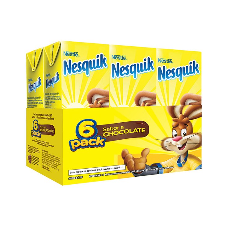 Leche Nesquik Sabor Chocolate x6 Un.