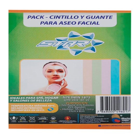 Pack Cintillo Guante Y Toalla De Aseo Facial Star