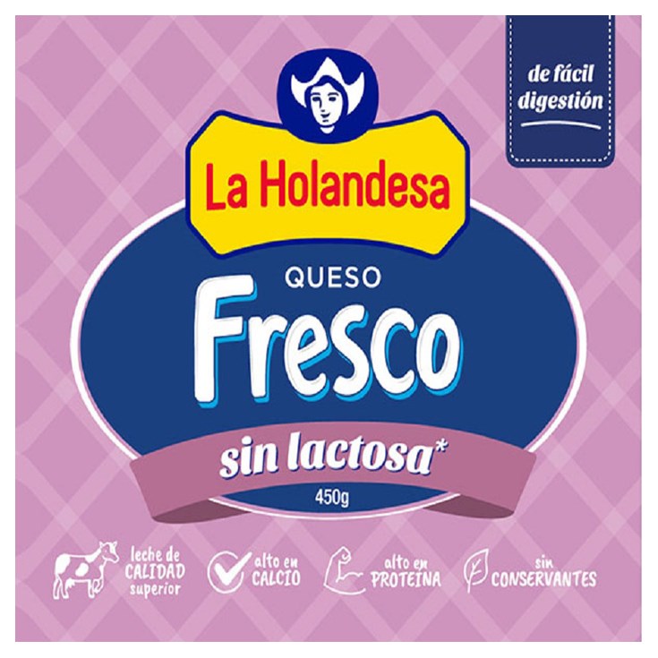 Queso Fresco Bajo en Lactosa La Holandesa 450 Gr.