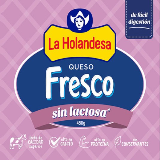 Queso Fresco Bajo en Lactosa La Holandesa 450 Gr.