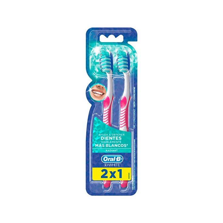 Pack X 2 Cepillo Oral B Cerda Mediana 3D Whit