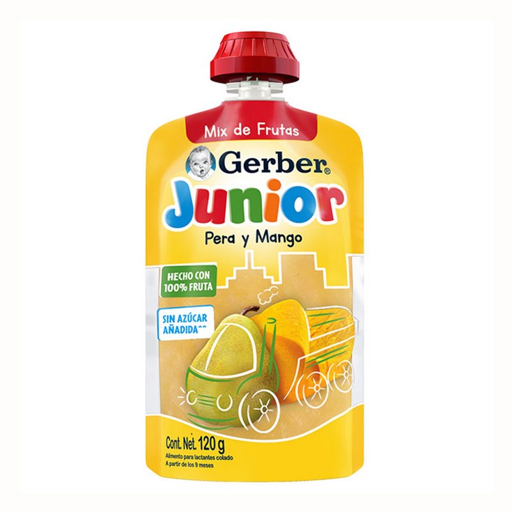 Compota Sabor Pera Mango Pouch Gerber 120 gr.