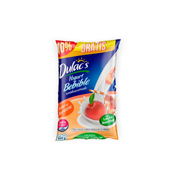 Yogurt Bebible Sabor Durazno Dulac´S Funda 90