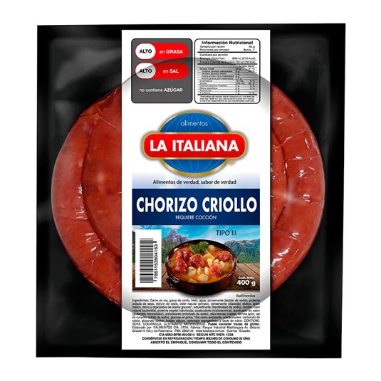 Chorizo Criollo La Italiana 400 Gr