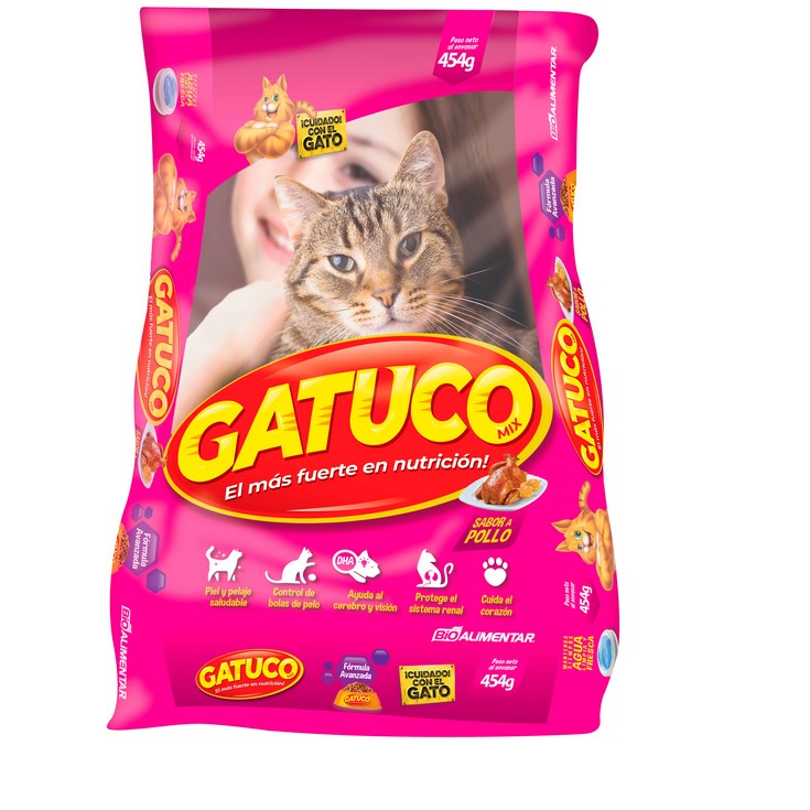 Comida Para Gato Sabor Pollo Gatuco Mix 450 Gr