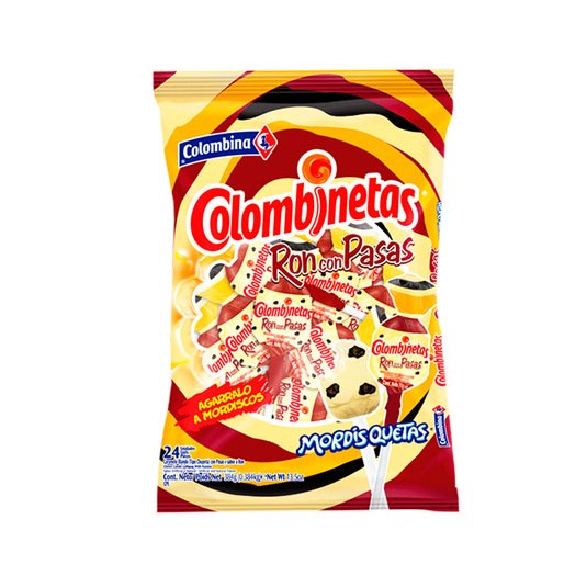 Chupete Ron Pasas Colombina Mordisquetas 384