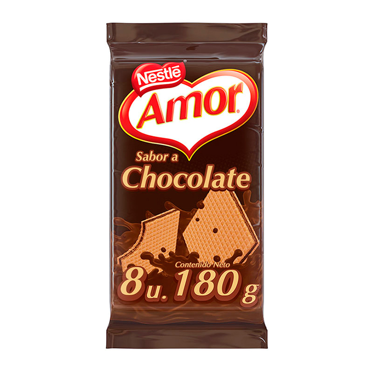 Amor galleta waffer chocolate paquete por 8 unidades Amor galleta waffer chocolate paquete por 8 unidades