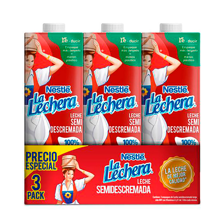 Leche La Lechera Pack Promocional Uht Semidescremada 1 Lt.