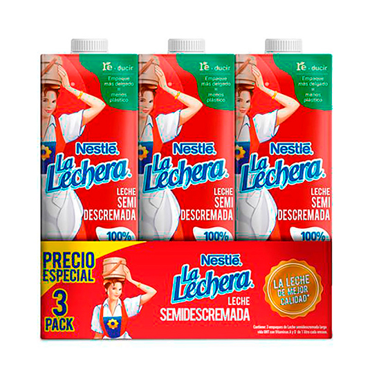 Leche La Lechera Pack Promocional Uht Semidescremada 1 Lt.