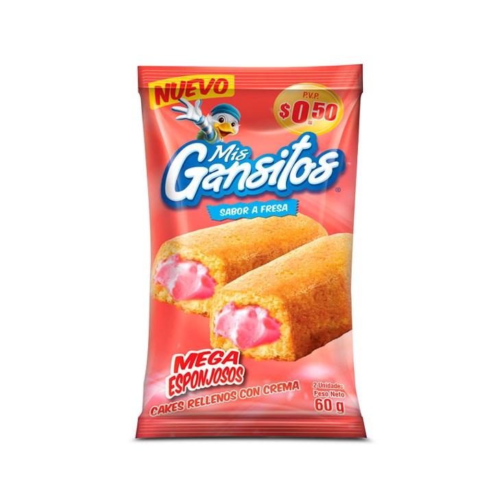 Pastelitos Rellenos Fresa Mis Gansitos 60 Gr.