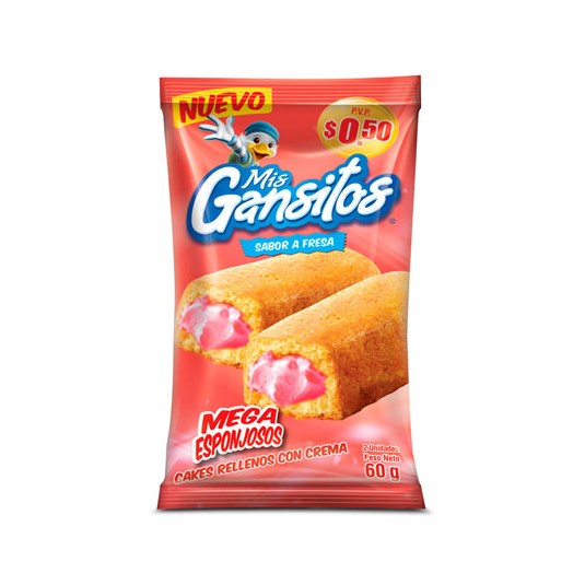 Pastelitos Rellenos Fresa Mis Gansitos 60 Gr.