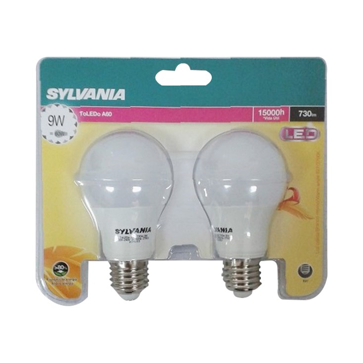 Foco Led Pack 2 De 9w Luz Cálida Sylvania