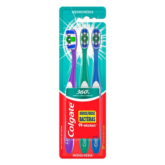 Pack X 3 Cepillo Dental Colgate 360 Medio