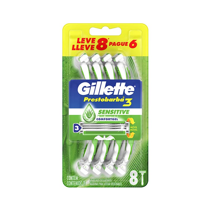 Afeitadora Desechable Gillette Prestobarba Triple Hoja Cuida
