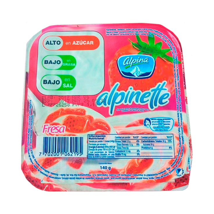 Yogur Alpinette Alpina Sabor Fresa 140 Gr.