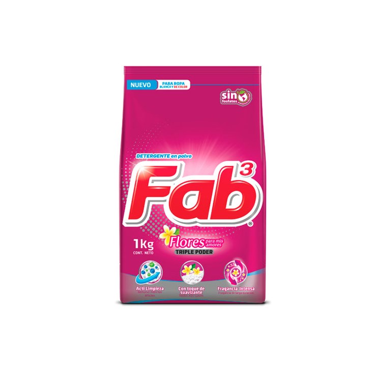 Detergente Flores Para Mis Amores Fab 3 de 1 Kg