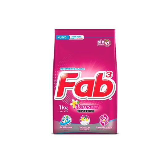 Detergente Flores Para Mis Amores Fab 3 de 1 Kg