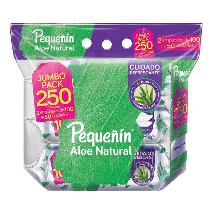 Pack 250 Uni Paños Húmedos Aloe Pequeñin