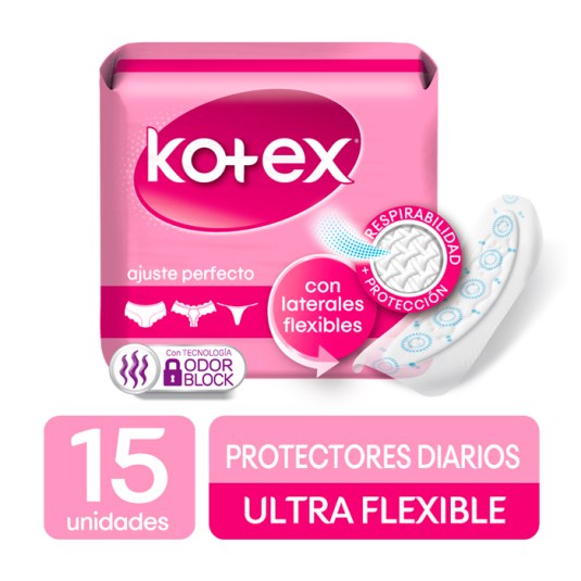 Protectores Diarios Ultra Flexibles Kotex X 15