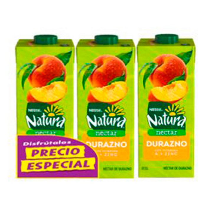 Tripack Nectar Sabor A Durazno Natura 1 Lt Pr