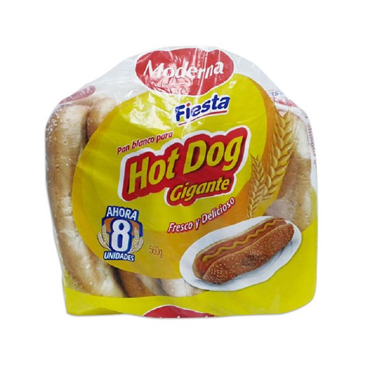 Pan para Hot Dog Moderna Gigante 8 Un.