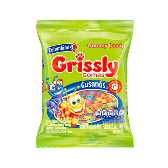 Grissly Gomita Gusanos Colombina 90 Gr