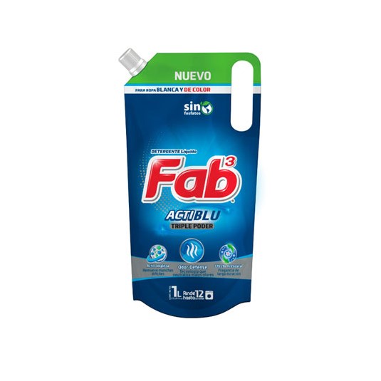 Detergente Líquido Actiblu Doypack Fab 3 1L
