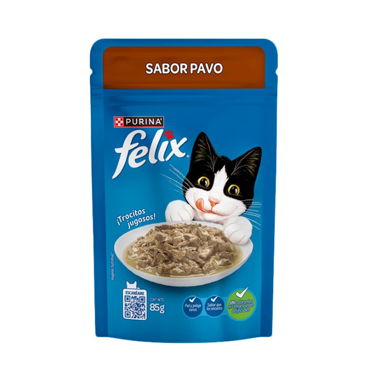 Comida para Gatos Sabor a Pavo Purina Felix 85GR Comida para Gatos Sabor a Pavo Purina Felix 85GR