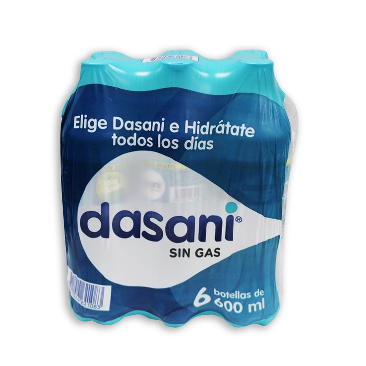 Agua sin gas Dasani sixpack 600 ml c/u