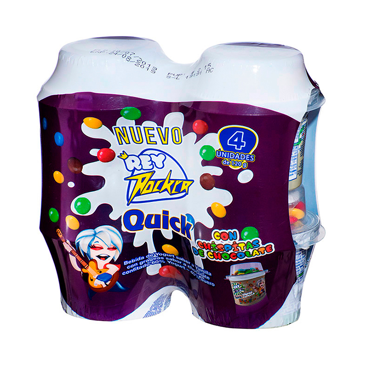 Yogurt Rey Rocker 4 Pack Quick Chispitas C/U 120 Gr