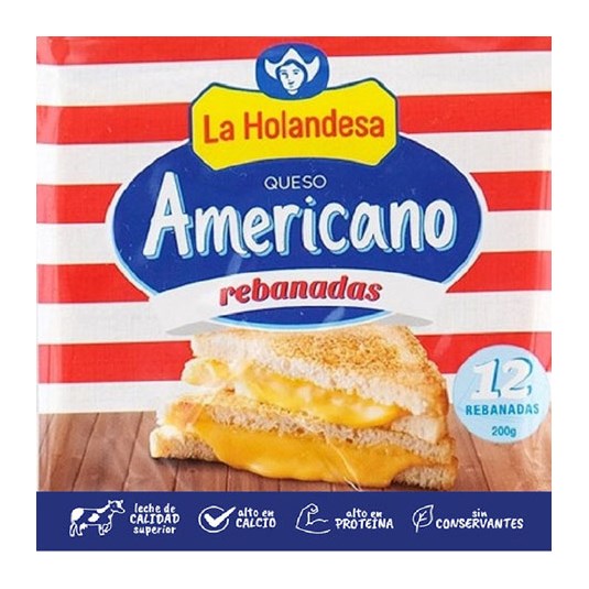 Queso Americano Rebanado La Holandesa 200 Gr.
