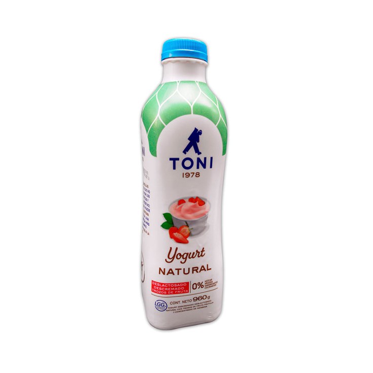 Yogurt Deslactosado Natural Toni 960 Gr.
