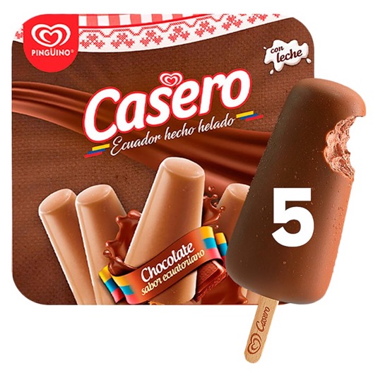 Pack X 5 Helado Casero Chocolate Pingüino 450 Ml