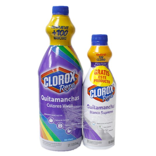 Quitamanchas Cloro 1000 Ml+Clorox Blaco Sup 450 Ml Gratis