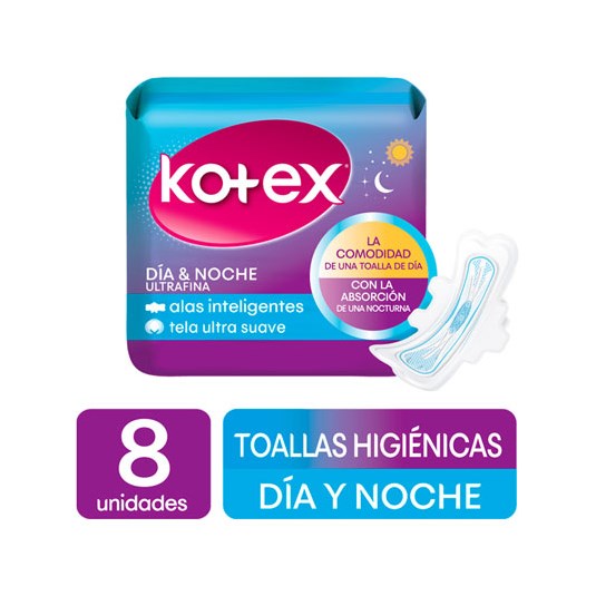 Toalla Dia Y Noche Ultra Fina Tela Kotex 8 Un