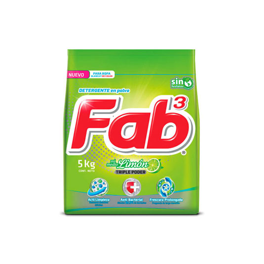 Detergente Limón 5 Fab 3 de 1 Kg