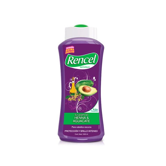 Shampoo Rencel Naturals Henna Aguacate Cabello Negro 1 Lt