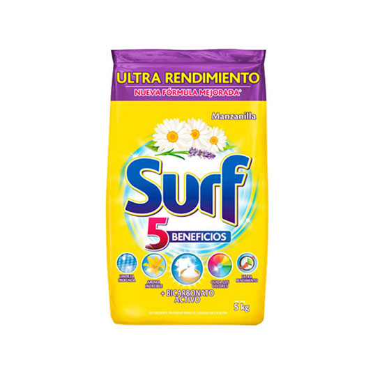 Detergente En Polvo Manzanilla Surf 5Kg