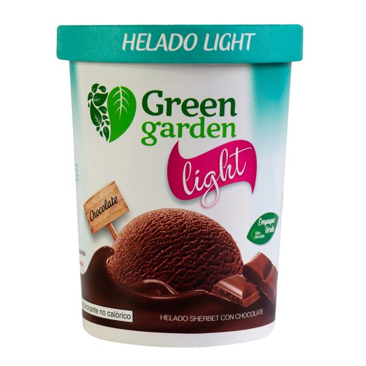 Helado Light S/Chocolate Greengarden 900 ml.