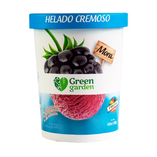 Helado Cremoso S/Mora Greengarden 900 ml.