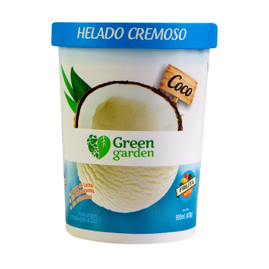 Helado  Cremoso S/Coco Greengarden 900 ml.