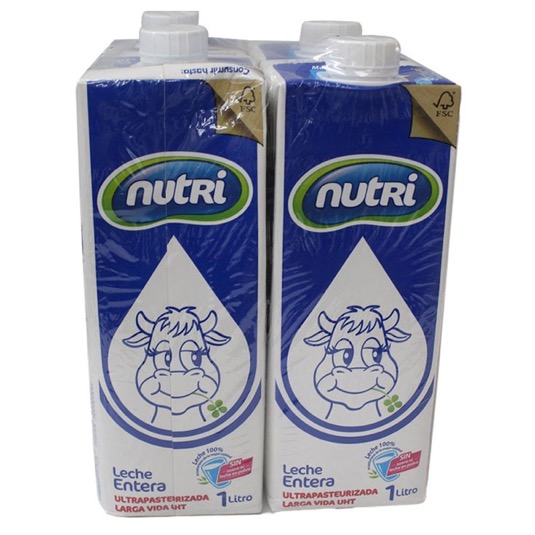 Four Pack Leche Entera Uht Nutri 1 Lt.
