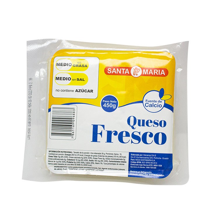 Queso Fresco Santa María 450 Gr.